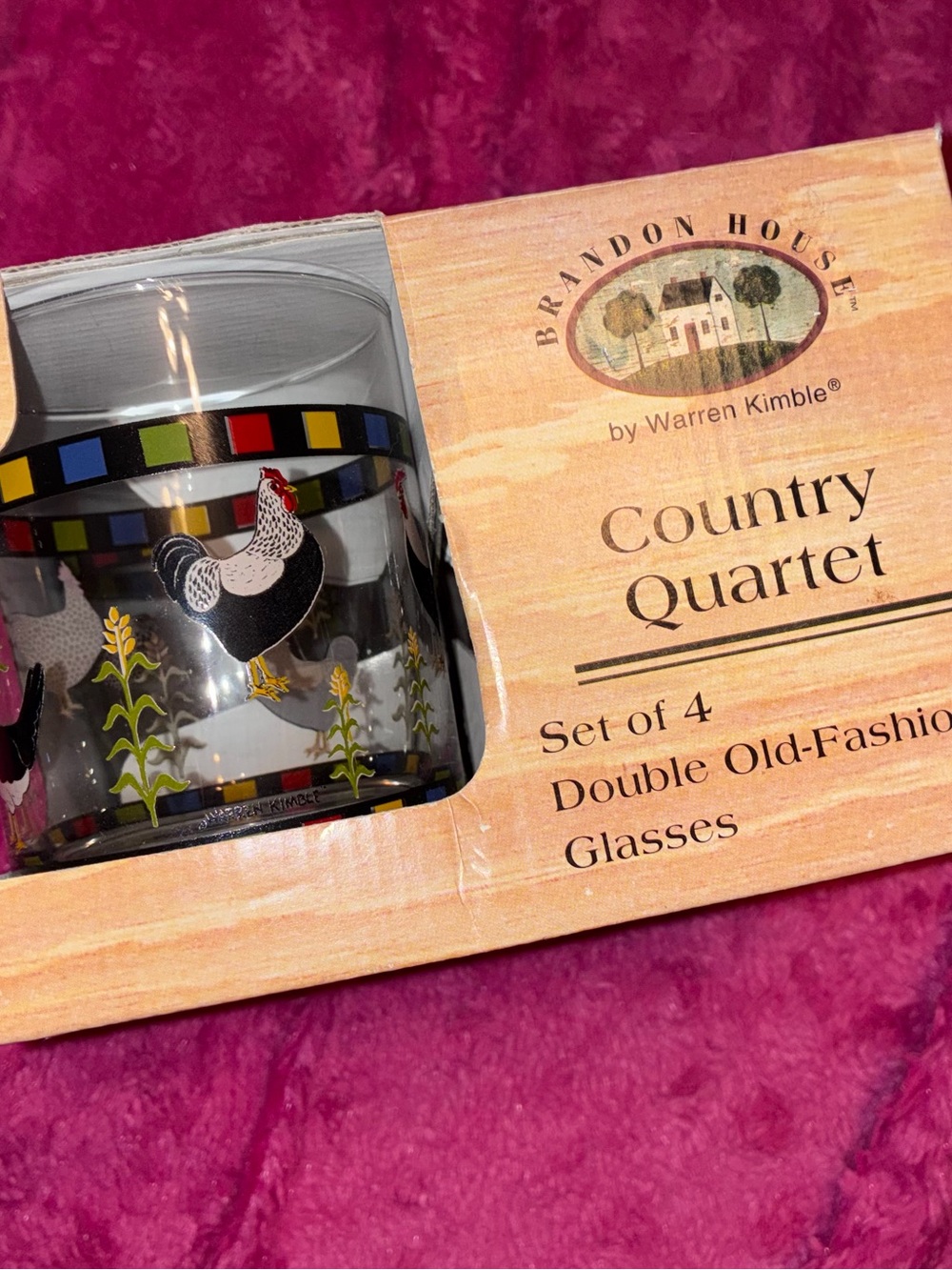 Country Quartet Double Old-Fashioned Glass - Rooster